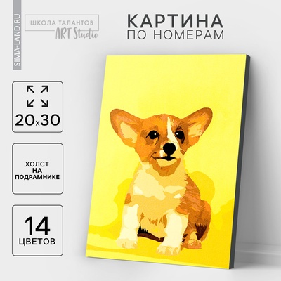 УЦЕНКА Картина по номерам на холсте с подрамником «Щенок корги», 30×20 см