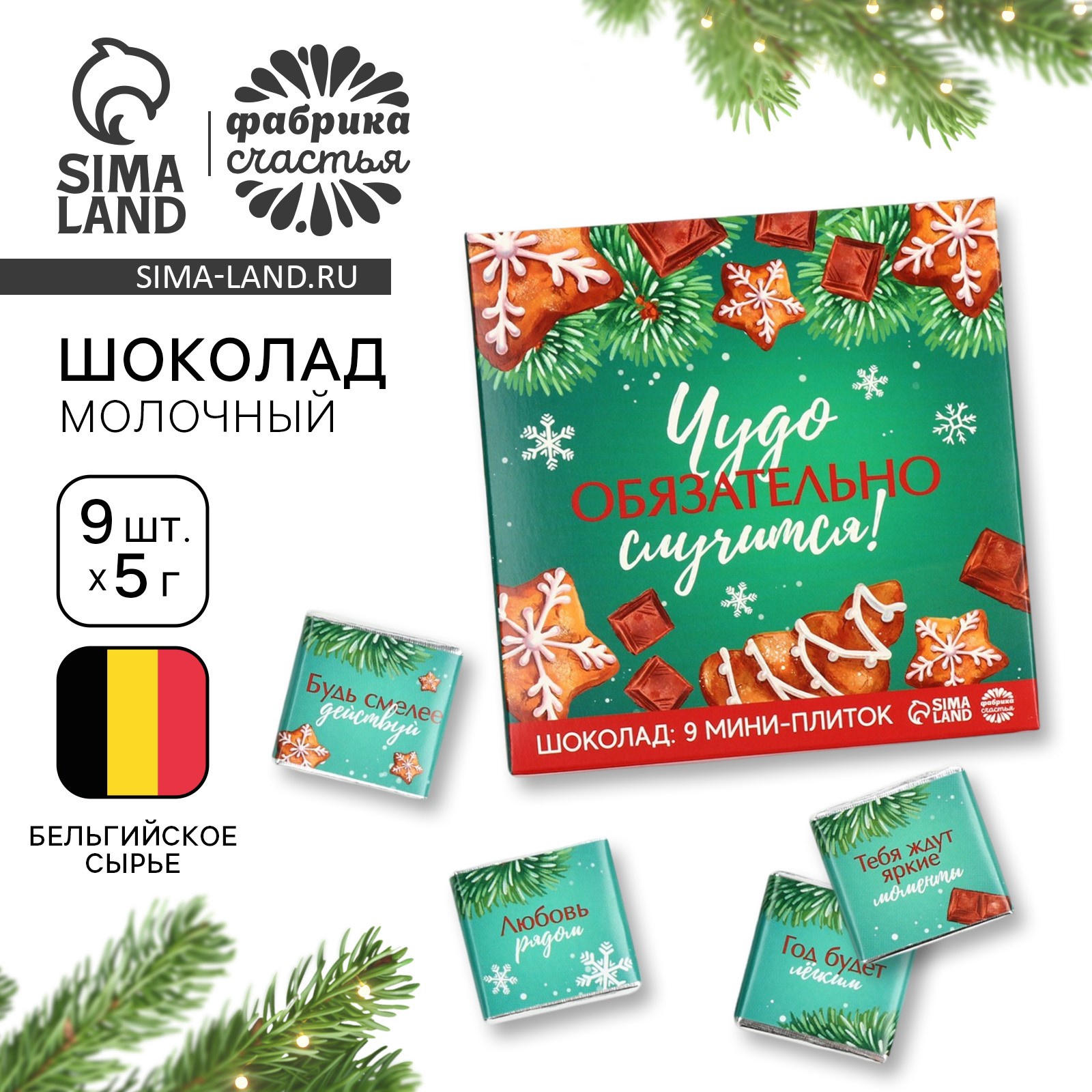 Шоколад новогодний «Чудо обязательно случится», 5 г x 9 шт. (10344767 ...