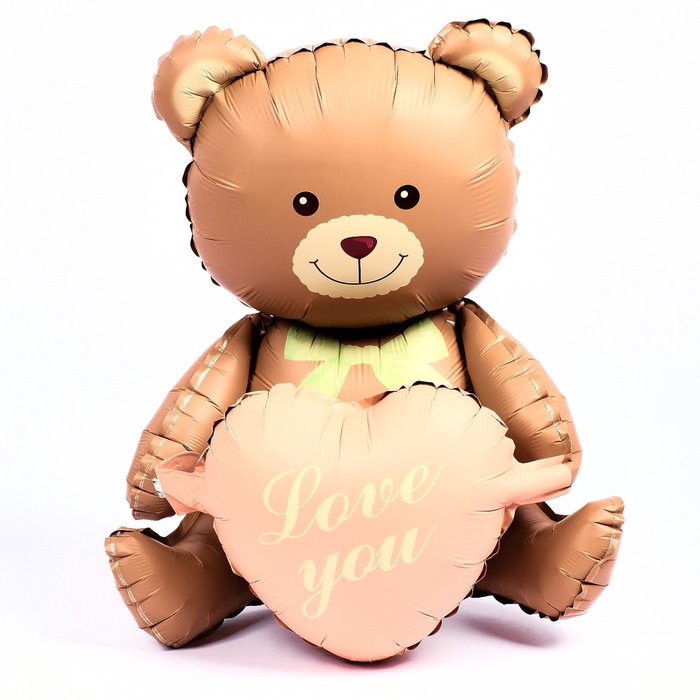 Воздушный шар фольгированный 42" «Медвежонок с сердцем», матовый, под воздух - Фото 1