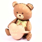 Воздушный шар фольгированный 42" «Медвежонок с сердцем», матовый, под воздух - Фото 4