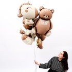 Воздушный шар фольгированный 35" «Мишка с бантом», фигура, матовый - Фото 3