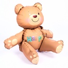 Воздушный шар фольгированный 30" «Счастливый мишка», фигура, матовый, бежевый - Фото 3