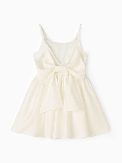 Платье нарядное для девочки MINAKU: Party Dress с бантом, цвет молочный, рост 116-122 см