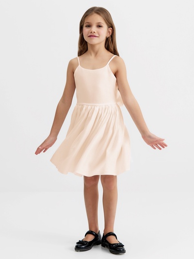 Платье нарядное для девочки MINAKU: Party Dress с бантом, цвет молочный, рост 116-122 см
