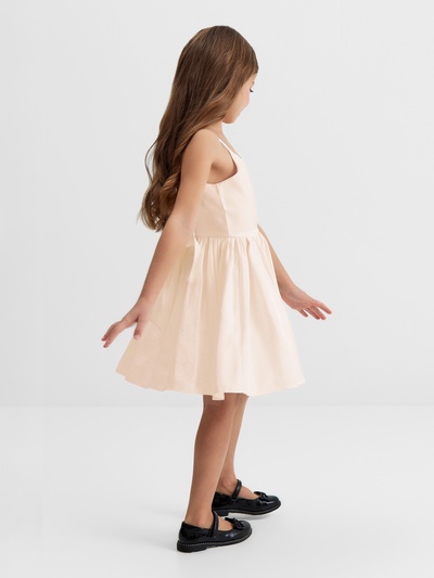 Платье нарядное для девочки MINAKU: Party Dress с бантом, цвет молочный, рост 116-122 см