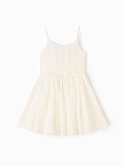 Платье нарядное для девочки MINAKU: Party Dress с бантом, цвет молочный, рост 116-122 см