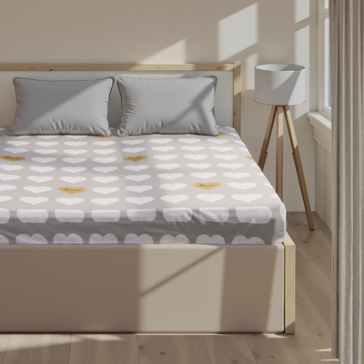 Простыня на резинке 1.5-спальная «Этель» Heart, 140×200+25, бязь