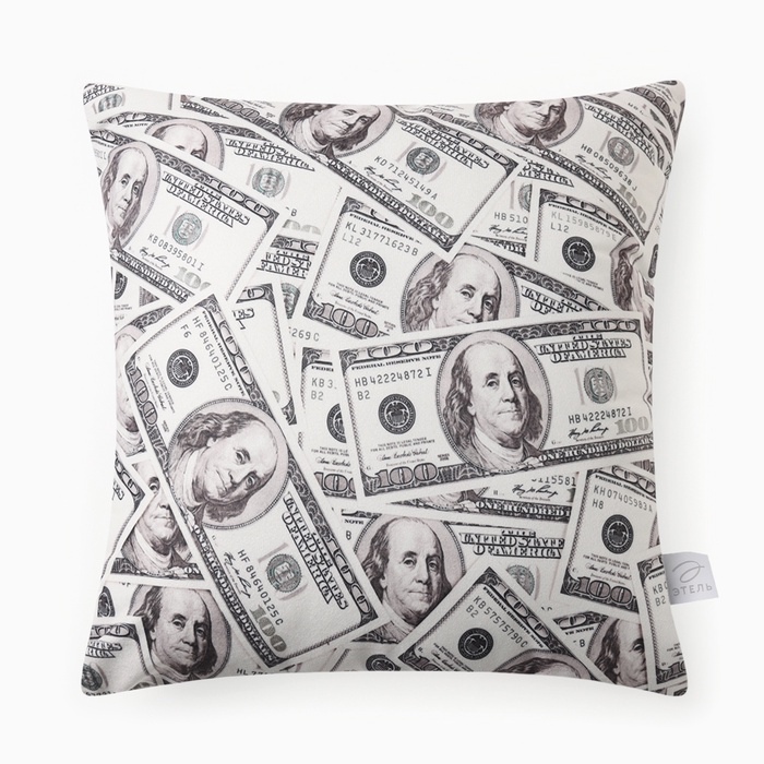 Подушка декоративная Этель  "Dollars" 40х40 см, велюр, 100% п/э - Фото 1