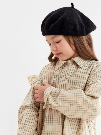Рубашка для девочки в клетку KAFTAN, бежевая, размер 34 (122-128 см)