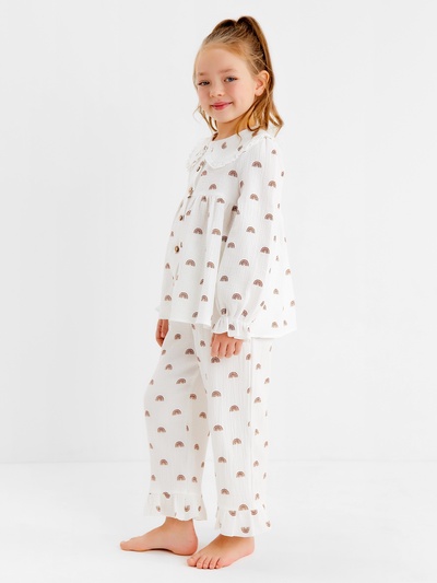 Пижама для девочки (рубашка, брюки) KAFTAN «Радуга», белая, размер 30 (98-104 см)