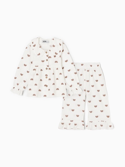 Пижама для девочки (рубашка, брюки) KAFTAN «Радуга», белая, размер 30 (98-104 см)
