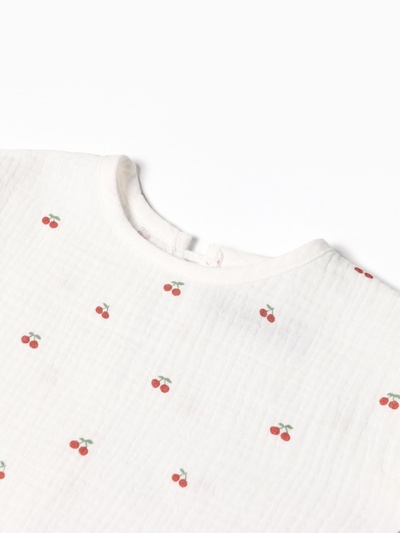 Пижама для девочки (футболка, брюки) KAFTAN «Вишенки», белая, размер 30 (98-104 см)