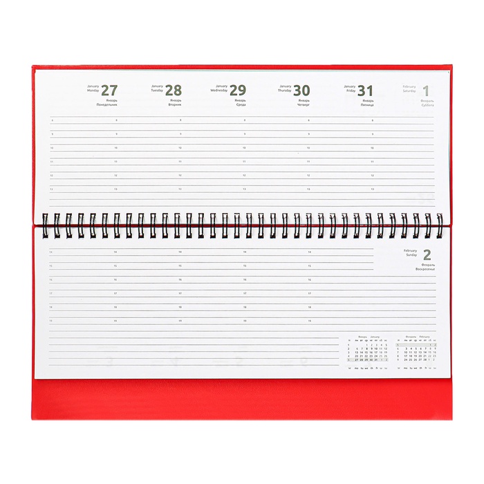 Планинг датированный 2025, 294 х 142мм 64 листа, Attomex Orion, твердая обложка, бумвинил с поролоном, тиснение фольгой, блок 70, красный