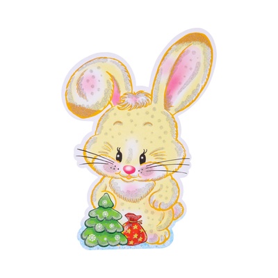 Плакат новогодний на стену «Зайчик новогодний» глиттер, 25×23 см