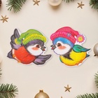 Набор украшений на скотче "Новгогдние птички" глиттер, 10 штук, 19,5 х 16,5 см - фото 26922334