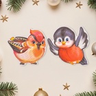 Набор украшений на скотче "Новгогдние птички" глиттер, 10 штук, 19,5 х 16,5 см - фото 26922335