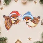 Набор украшений на скотче "Новгогдние птички" глиттер, 10 штук, 19,5 х 16,5 см - фото 26922336