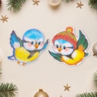 Набор украшений на скотче "Новгогдние птички" глиттер, 10 штук, 19,5 х 16,5 см - фото 26922338