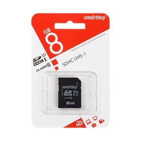 Карта памяти Smartbuy microSD, 8 Гб, SDHC, класс 10 чт до 25 Мб/с, зап до 18 Мб/с 10797679