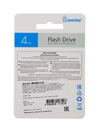 Флешка SmartBuy 004GB LARA, 4 Гб, USB 2.0, чт до 25 Мб/с, зап до 15 Мб/с, белая 10797684