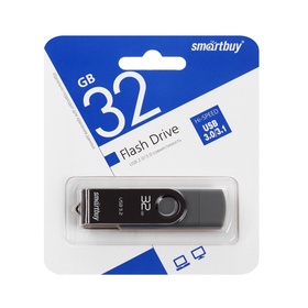 Флешка SmartBuy 032GB Twist Dual, 32 Гб, USB3.0, чт до 90 Мб/с, зап до 20 Мб/с, черная 10797685