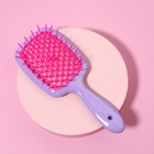 Расчёска массажная №21 прям-к 8,5*20,5(±1)см роз/сирен кор PVC QF - фото 27079042