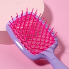 Расчёска массажная №21 прям-к 8,5*20,5(±1)см роз/сирен кор PVC QF - фото 27079043