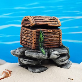 Декор для аквариума "Сундук на камнях", керамический, 14 x 12 x 11 см