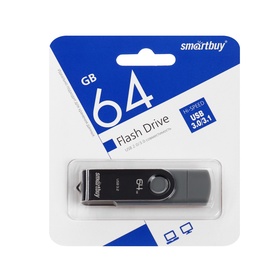 Флешка SmartBuy 064GB Twist Dual, 64 Гб, USB3.0, чт до 90 Мб/с, зап до 20 Мб/с, черная 10797677