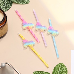 Свечи для торта «Радужные единороги», 4 шт., спиральные, разноцветные