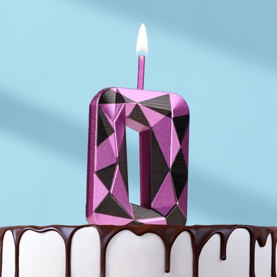 Свеча для торта «Цифра 0», фиолетовый металлик