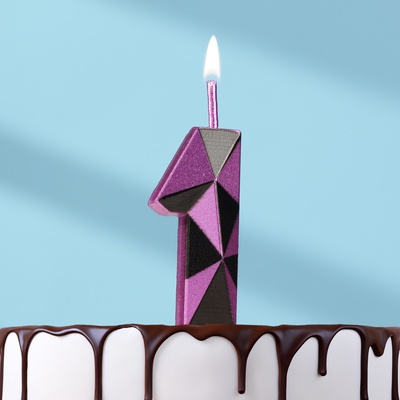 Свеча для торта «Алмаз», цифра 1, фиолетовый металлик