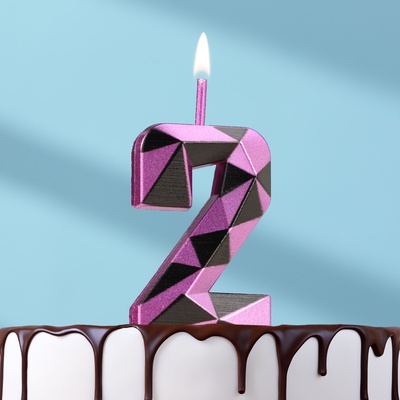 Свеча для торта «Алмаз», цифра 2, фиолетовый металлик