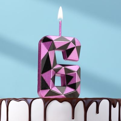Свеча для торта «Алмаз», цифра 6, фиолетовый металлик