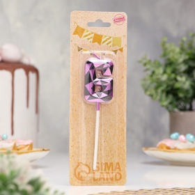 Свеча для торта «Алмаз», цифра 6, фиолетовый металлик (комплект 3 шт)