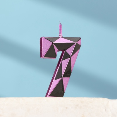 Свеча для торта «Алмаз», цифра 7, фиолетовый металлик