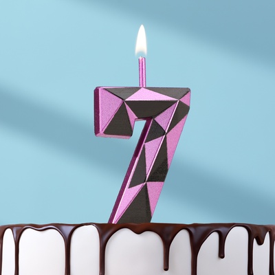 Свеча для торта «Алмаз», цифра 7, фиолетовый металлик