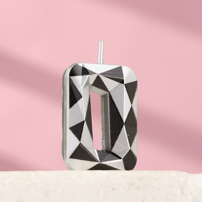 Свеча для торта «Алмаз», цифра 0, серебристый металлик