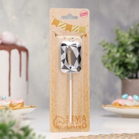 Свеча для торта «Алмаз», цифра 0, серебристый металлик (комплект 3 шт)