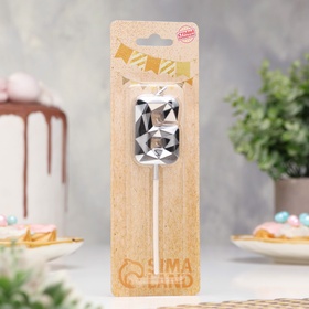 Свеча для торта «Алмаз», цифра 6, серебристый металлик (комплект 3 шт)