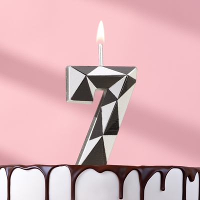 Свеча для торта «Алмаз», цифра 7, серебристый металлик