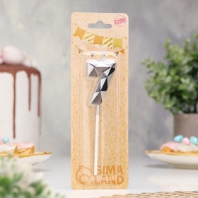 Свеча для торта «Алмаз», цифра 7, серебристый металлик (комплект 3 шт)