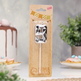 Свеча для торта «Алмаз», цифра 9, серебристый металлик (комплект 3 шт)