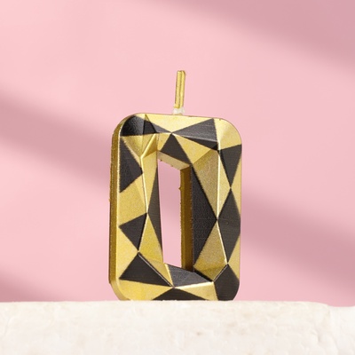 Свеча для торта «Алмаз», цифра 0, золотой с черным