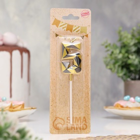 Свеча для торта «Алмаз», цифра 5, золотой с черным (комплект 3 шт)