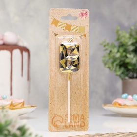 Свеча для торта «Алмаз», цифра 6, золотой с черным (комплект 3 шт)