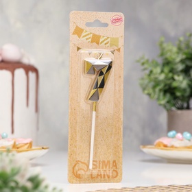 Свеча для торта «Алмаз», цифра 7, золотой с черным (комплект 3 шт)