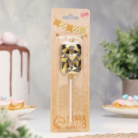 Свеча для торта «Алмаз», цифра 8, золотой с черным (комплект 3 шт)