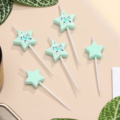 Свечи для торта «Сердца», 5 шт., голубой