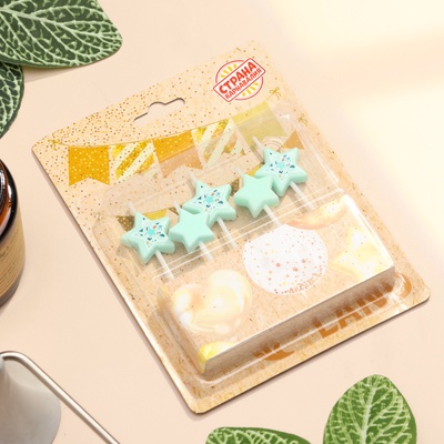 Свечи для торта «Сердца», 5 шт., голубой